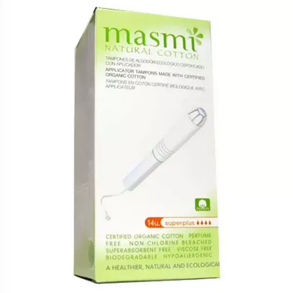 Masmi Tampons Super Plus Coton Bio avec Applicateur 14 unités