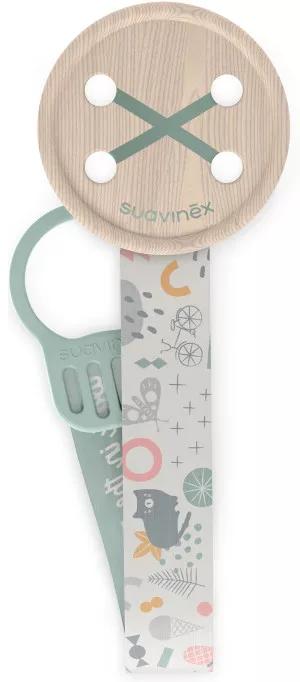 Suavinex Porta-chupetas em Tecido com Design de Dupla Face e Clip Walk Verde