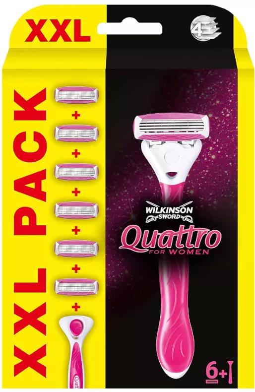 Wilkinson Sword Quattro Scheermes Voor Dames XXL+ 6 Opladers