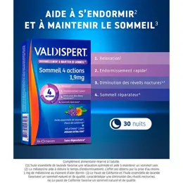 Valdispert Complément Alimentaire Sommeil 4 Actions Mélatonine 1,9mg 30 Capsules