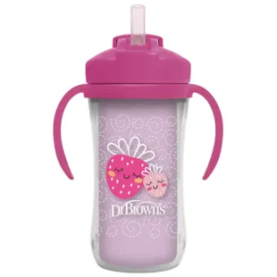 Dr Brown&#39;s Thermal Cup with Straw Pink +12m 300ml