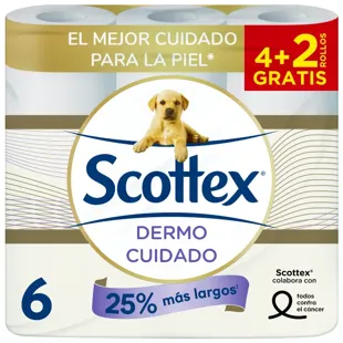 Scottex Papel Higiénico Dermo Cuidado 6 Rollos