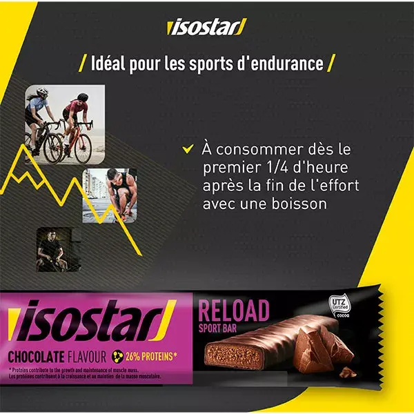 Isostar Reload Sport Barre Énergétique Chocolat 3 unités