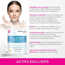 Granions Beauté Collagène Marin, Acide Hyaluronique Vitamine C Goût Citron 250g