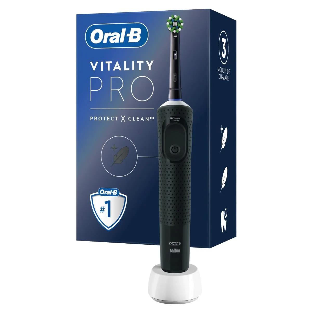 Oral-B Spazzolino Elettrico Ricaricabile Vitality Pro Nero, 1 Testina, 1 Spazzolino