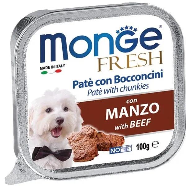 Monge Fresh Paté E Bocconcini Con Manzo Cibo Umido Per Cani Adulti 100G