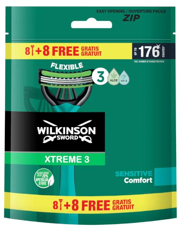 Rasoirs jetables Wilkinson Sword Xtreme 3 Sensitive Aloe 8+8 GRATUITS