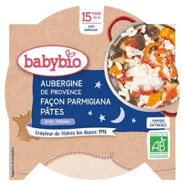 Babybio Repas Soir Assiette Aubergines Parmigiana Macaroni +15m Bio 260g