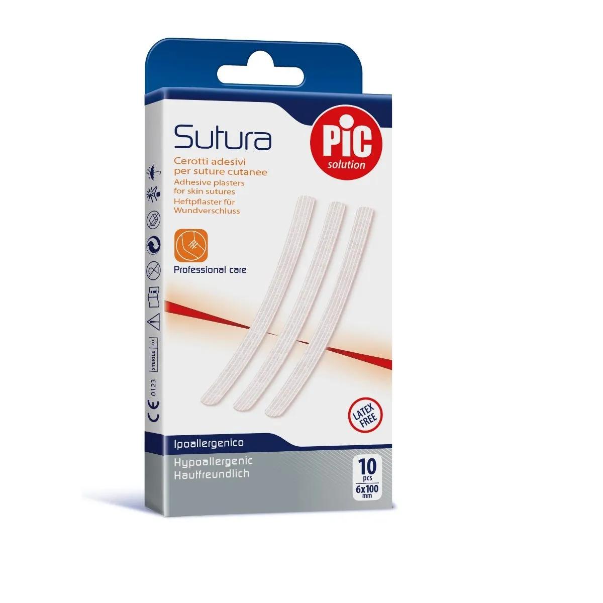 Pic Sutura Cerotti Adesivi per Suture Cutanee 6X100 mm 10 Pezzi