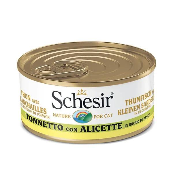 Schesir Tonnetto Con Alicette Lattina Cibo Umido Gatto Adulto 70G