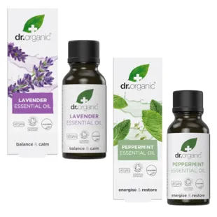 Dr. Organic 100% Pure Lavender Oil 10ml + 100% Pure Peppermint Oil 10ml