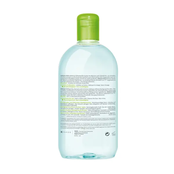 Bioderma Sébium H2O Eau Micellaire Purifiante Peaux Mixtes à Grasses 500ml