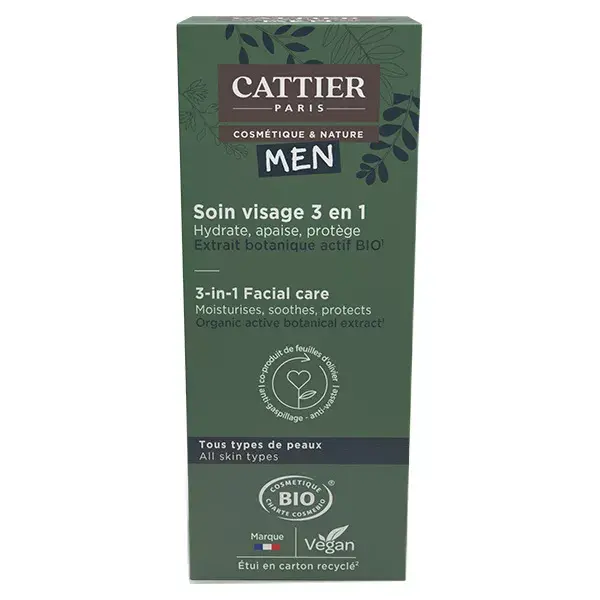 Cattier Men 3 in 1 Organic Men's Facial Care 50ml