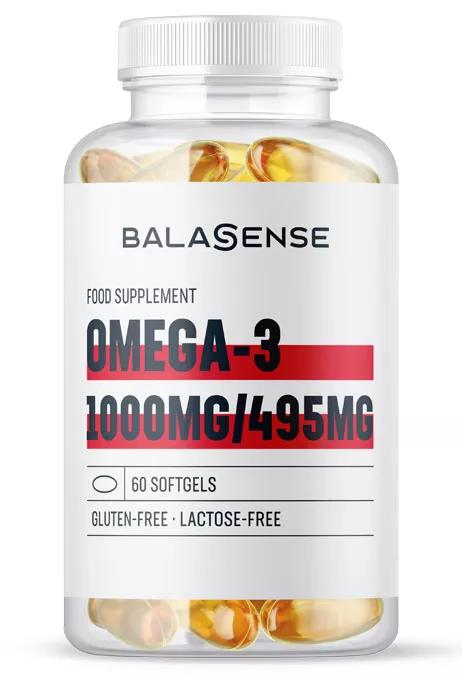 Balasense Omega 3 1000mg/495mg 60 Alta Concentración con Vitamina E Cápsulas Blandas