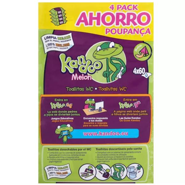 Kandoo Lingettes Bébé Melon 4x60 | Ultra Douces Hydratantes Parfum Fruité