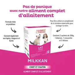 Clement Thekan Lait En Poudre Chiot Chaton + Biberon Et Tétines 400g