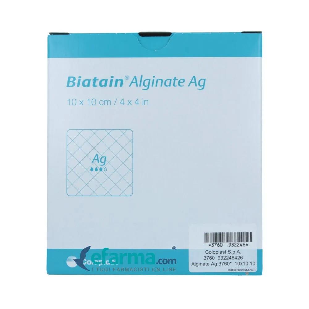 Biatain Alginate Ag Medicazione Per Lesioni Infette e Profonde 10x10 cm 10 Pezzi