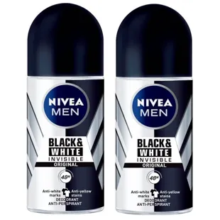 Nivea Men Roll On Deodorant Black &amp; White Invisible 2 x 50 ml