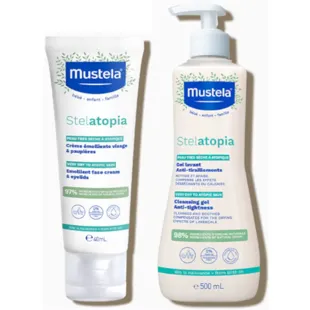 Mustela Stelatopia Emollient Facial Cream 40 ml + Stelatopia Bath Gel 500 ml