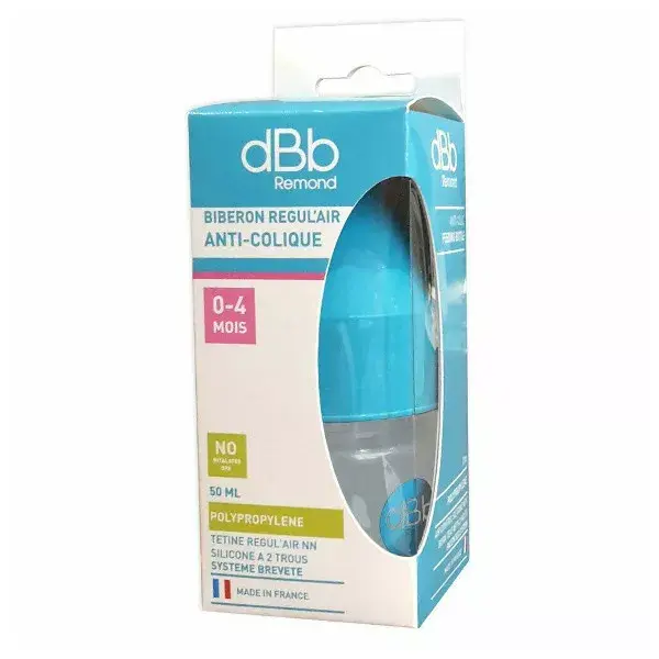 dBb Remond Biberon Regul'Air Anti-Colique 0-4mois Silicone Turquoise 50ml