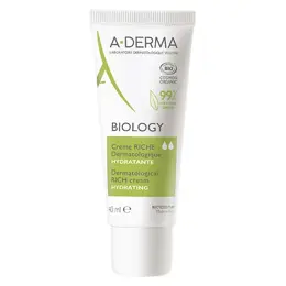 A-Derma Biology Crème Riche Dermatologique Hydratante Bio 40ml