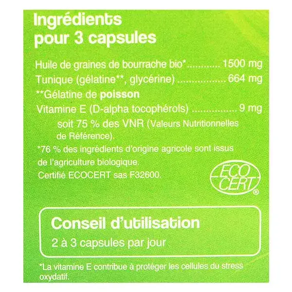 Nat & Form Bio Bourrache Vitamine E 120 capsules