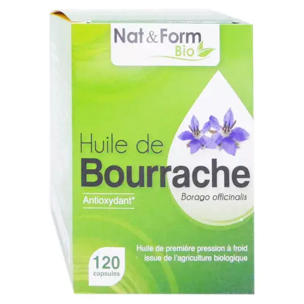 Nat & Form Bio Bourrache Vitamine E 120 capsules