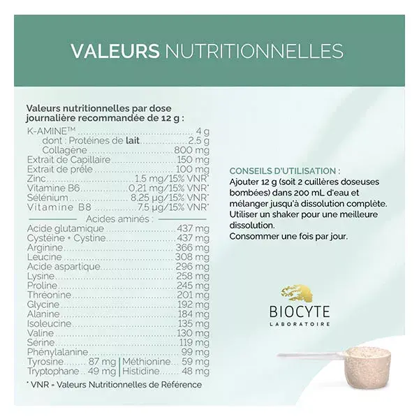 Biocyte Kératine Max Poudre à Diluer  Anti-Chute Cheveux Prêle, Biotine 20 jours