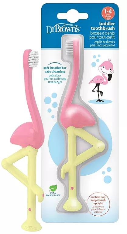 Dr. Brown's Escova de Dentes Infantil Flamingo 1-4 anos