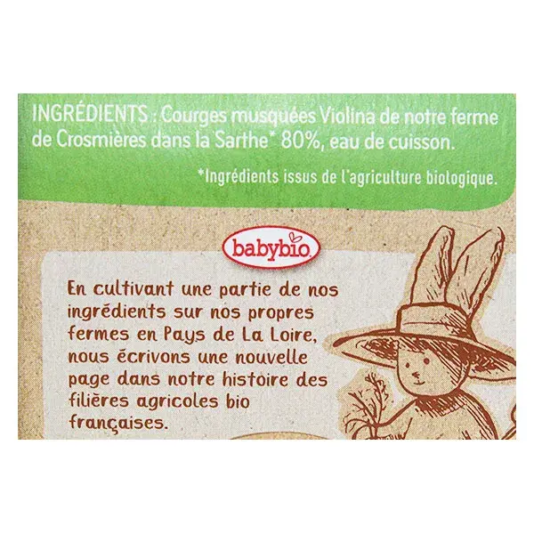 Babybio Légumes Pot Courge Violina +4m Bio Lot de 2 x 130g