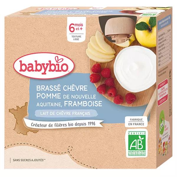 Babybio Gourdes Lactées Batido de Leche de Cabra Manzana de Aquitania Frambuesa desde 6 meses 4 x 85g