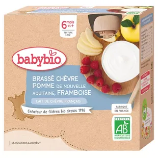 Babybio Bevanda a Base di Latte di Capra Mela d'Aquitania Lampone dai 6 mesi 4 x 85g