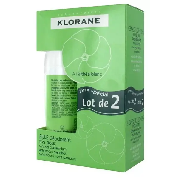 Klorane Desodorante con Althéa Blanco Bola Lote de 2 x 40ml