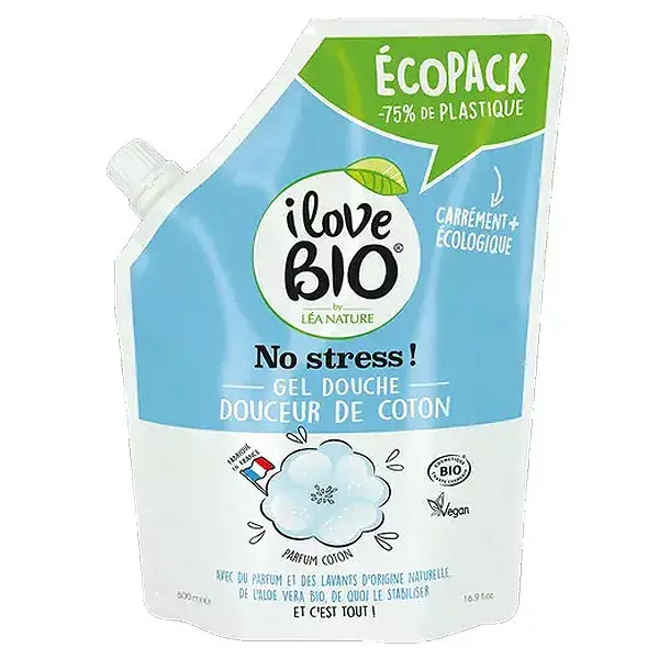 I Love Bio Douche Écopack Gel Douceur de Coton Bio 500ml