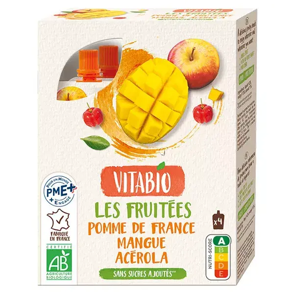 Vitabio Gourdes 100% Pomme Mangue Acérola 4 x 120g