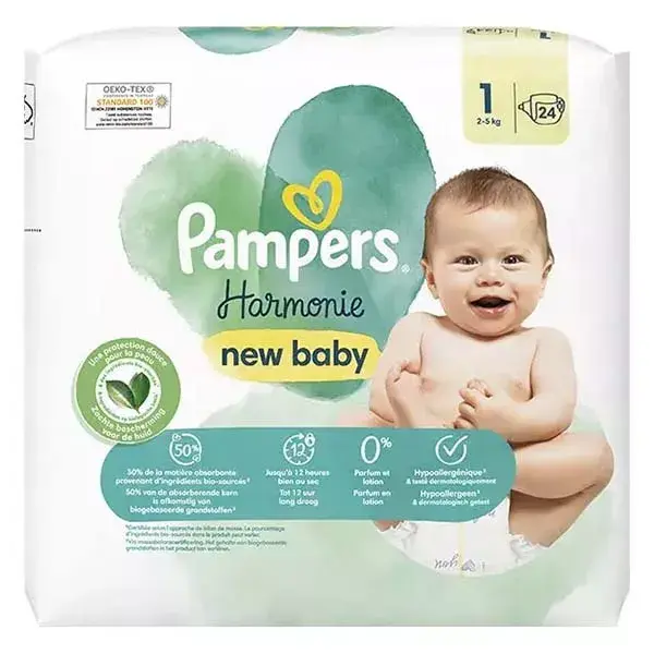 Pampers Couches Harmonie T1 (2-5 Kg) Avec Emballage Papier Recyclable