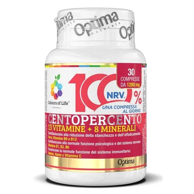 Optima Colours of Life Centopercento Integratore Multivitaminico e Multiminerale 30 Compresse