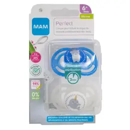 MAM Perfect Sucette Anatomique +6m Narval Ours Lot de 2 + Boîte de Stérilisation