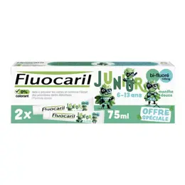 Fluocaril Junior, Dentifrice 6-12ans, Menthe Douce, 2x75ml