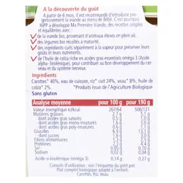 Hipp Bio Ma Première Viande Pot Carottes Riz Veau +6m 2 x 190g