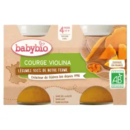 Babybio Légumes Pot Courge Violina +4m Bio Lot de 2 x 130g