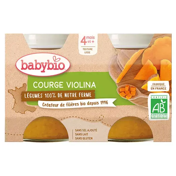 Babybio Recette de nos Fermes Pot Courge Violina +4m Bio 2 x 130g