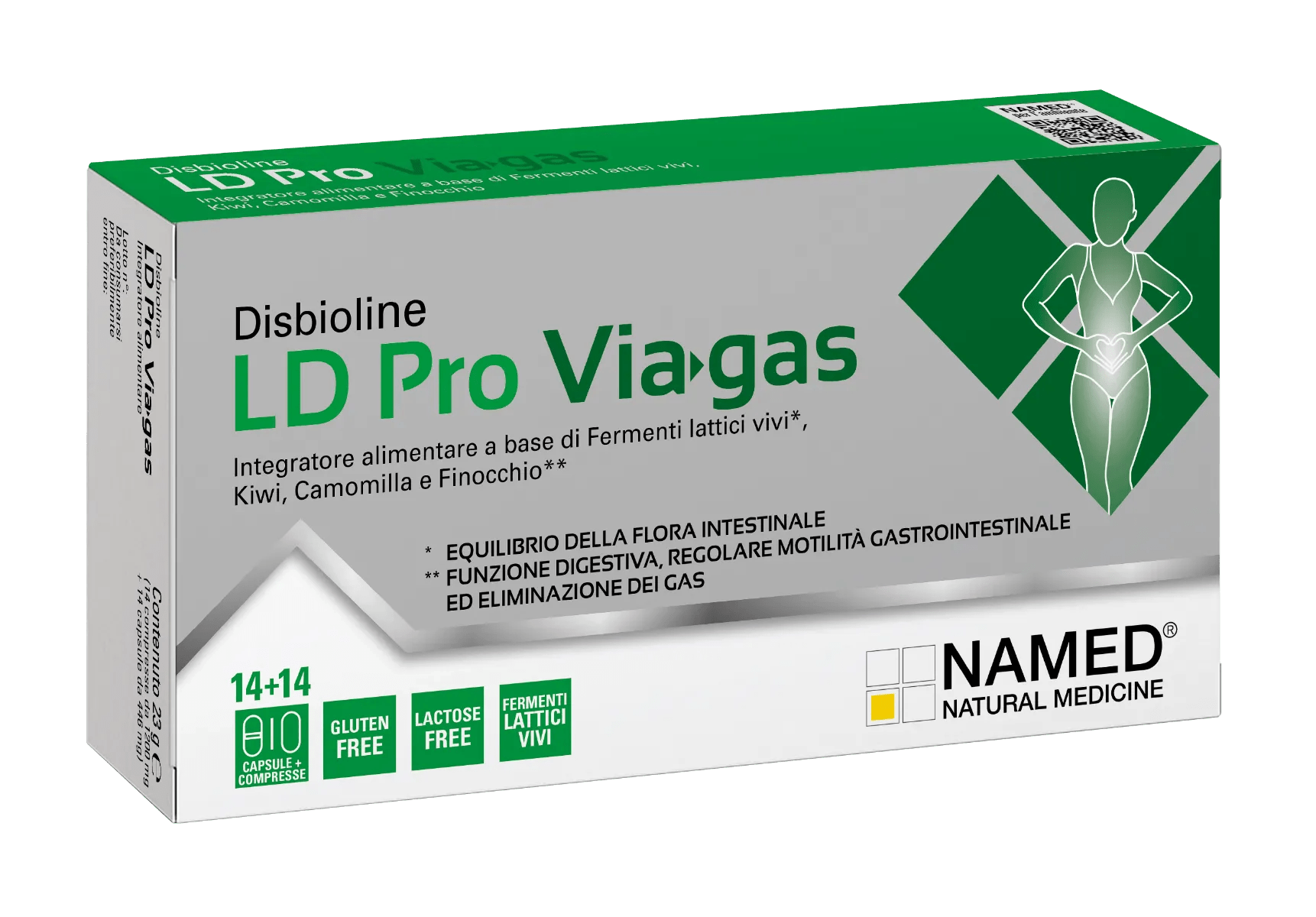 Named Disbioline LD Pro Viagas Integratore Funzione Digestiva 14 Capsule + 14 Compresse