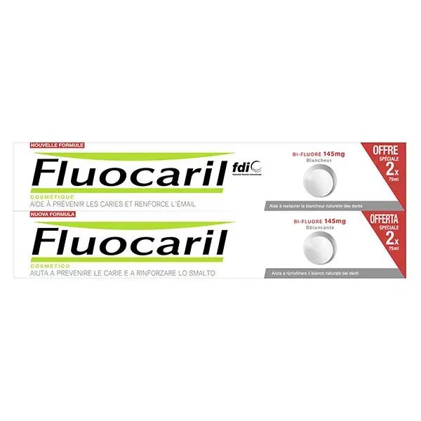 Bianchezza di Fluocaril dentifricio confezione di 2 x 75ml