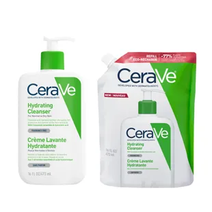 Crema detergente idratante CeraVe per pelli secche, corpo e viso, 473 ml + ricarica ecologica
