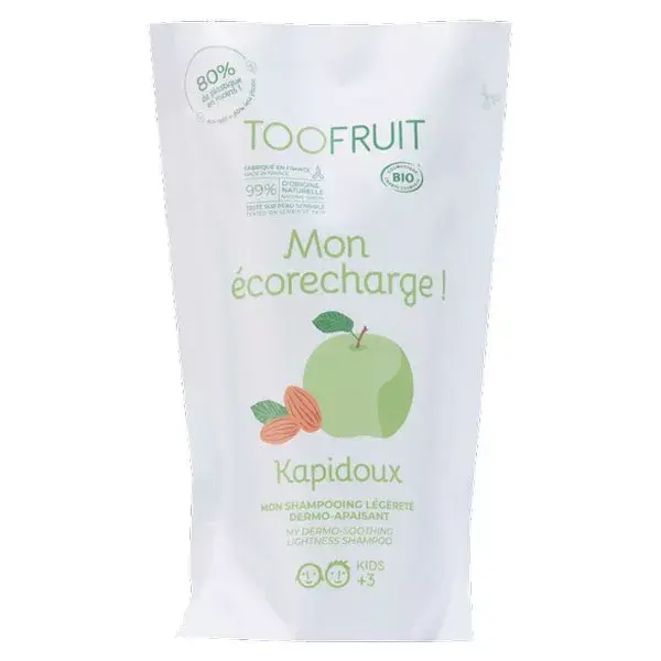 Toofruit Enfant Cheveux Kapidoux Écorecharge Shampoing Pomme Amande Bio 400ml