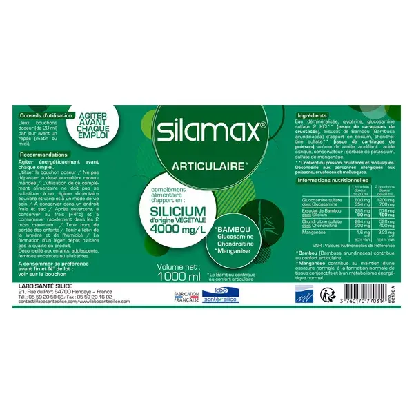 Santé Silice Silamax Articulaire Flacon 1L