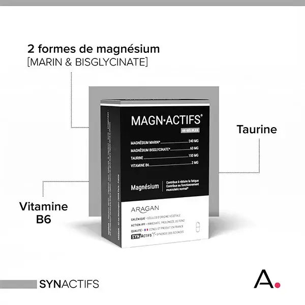 Aragan - Synactifs - Magnactifs® - Fatigue, Stress - Magnésium - 60 gélules