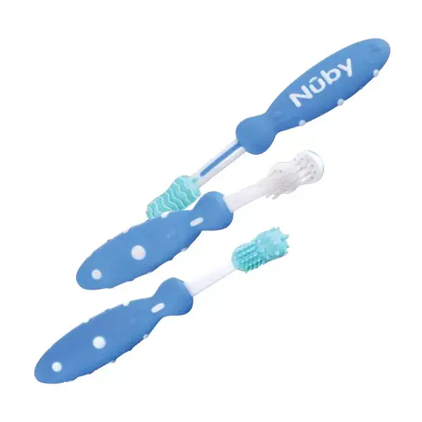 Nûby Set evolutivo de cepillo de dientes verde y 3 meses
