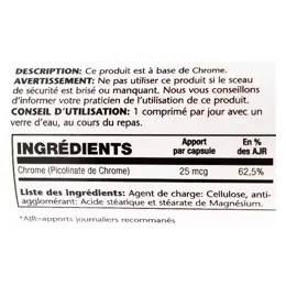 Solaray Picolinate de Chrome 25mcg 100 comprimés